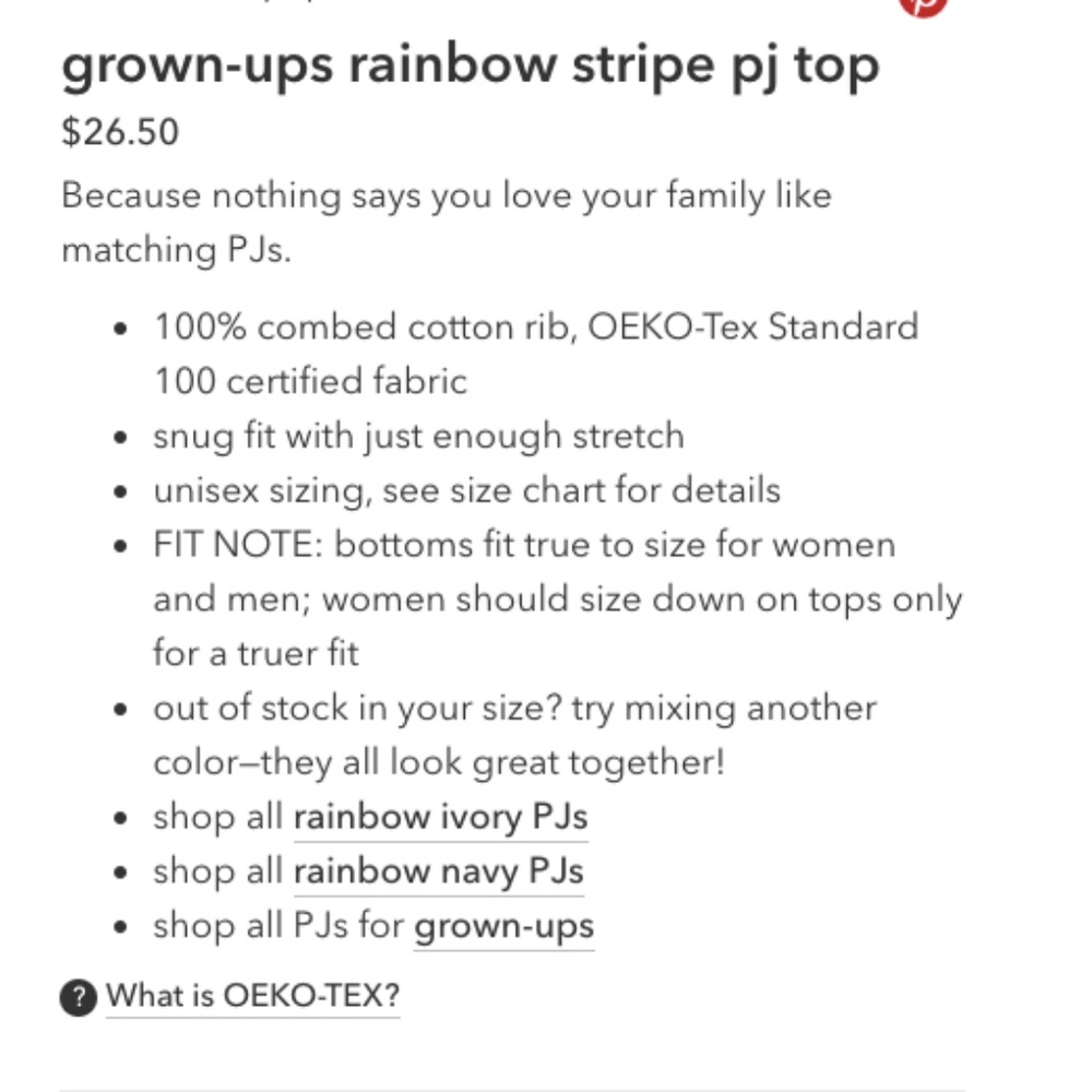 NWT Primary Grownup PJ Top Navy Double Rainbow - Picture 4 of 8